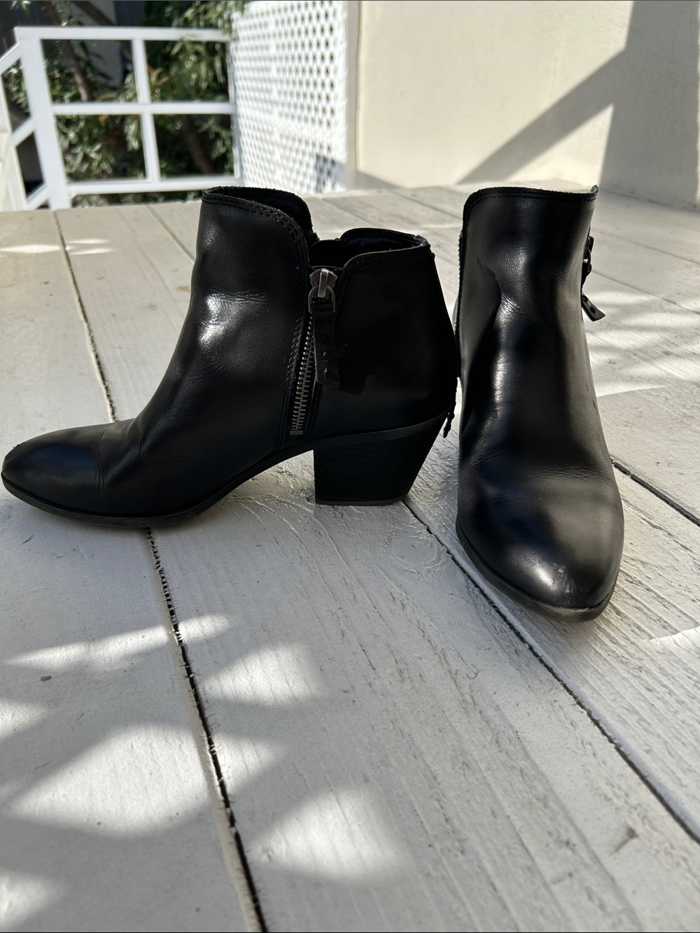 Frye Black Leather Side-Zip Ankle Booties